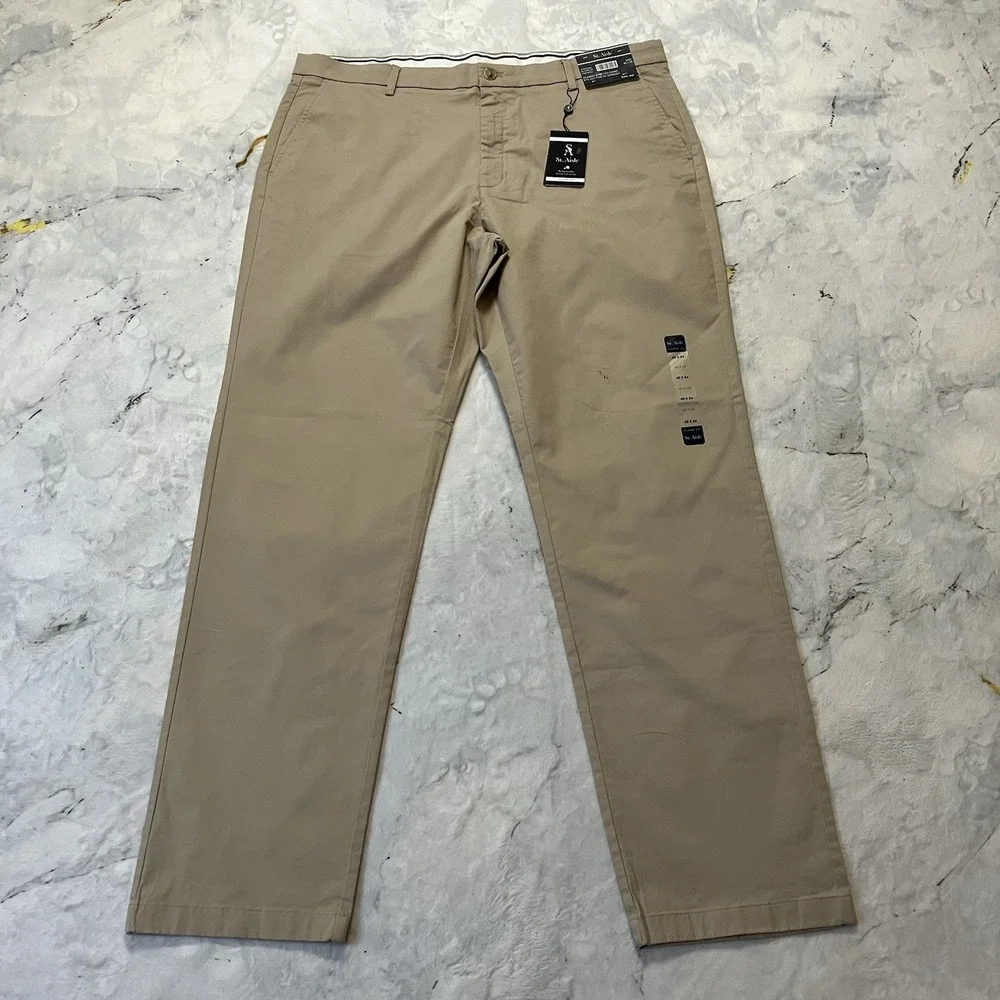 St Aisle‎ Pants Womens Sz 40 X 34 Tan Classic Fit Beige Stretch Chino Flex Waist